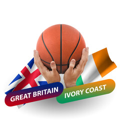 Basketball competition match, national teams great britain vs ivory coast