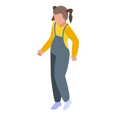 Cute girl dance icon isometric vector. Child fun. Party friends