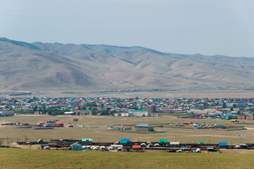 Obraz premium KHARKORIN, MONGOLIA - View of Kharkhorin in Kharkhorin (Karakorum), Mongolia. Karakorum was the capital of the Mongol Empire between 1235 and 1260.