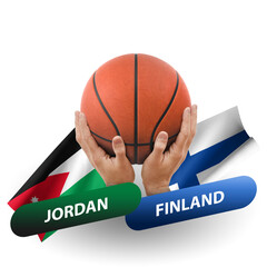 Basketball competition match, national teams jordan vs finland