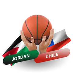 Basketball competition match, national teams jordan vs chile