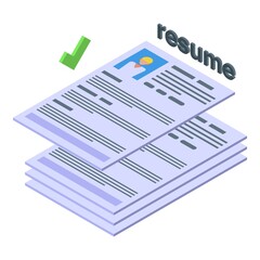 Resume job cv icon isometric vector. Search work. Seek people