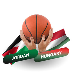Basketball competition match, national teams jordan vs hungary