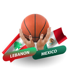 Basketball competition match, national teams lebanon vs mexico