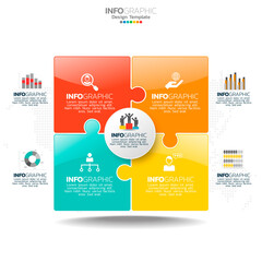 Business circle infographic elements with 4 options or steps.