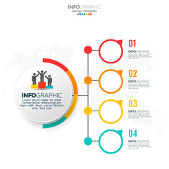 Business circle infographic elements with 4 options or steps.