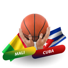 Basketball competition match, national teams mali vs cuba