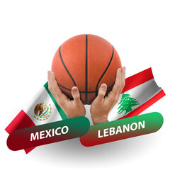 Basketball competition match, national teams mexico vs lebanon