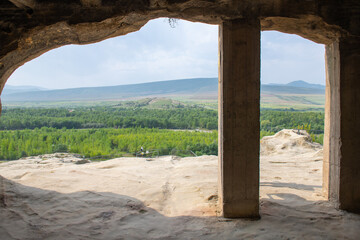 view from the cave to the city of Uplistsikhe in Georgia