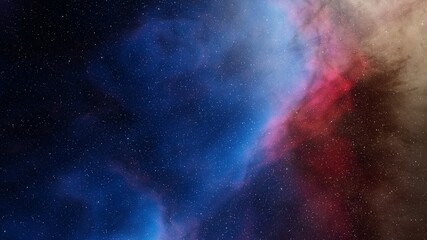 Space background with realistic nebula and shining stars. Colorful cosmos with stardust and milky way. Magic color galaxy. Infinite universe and starry night. 3d render