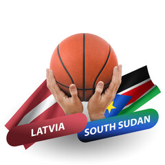 Basketball competition match, national teams latvia vs south sudan