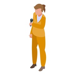 Election reporter icon isometric vector. Booth people. Ballot box