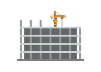 Unfinished building. Construction site. Simple flat illustration