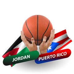 Basketball competition match, national teams jordan vs puerto rico