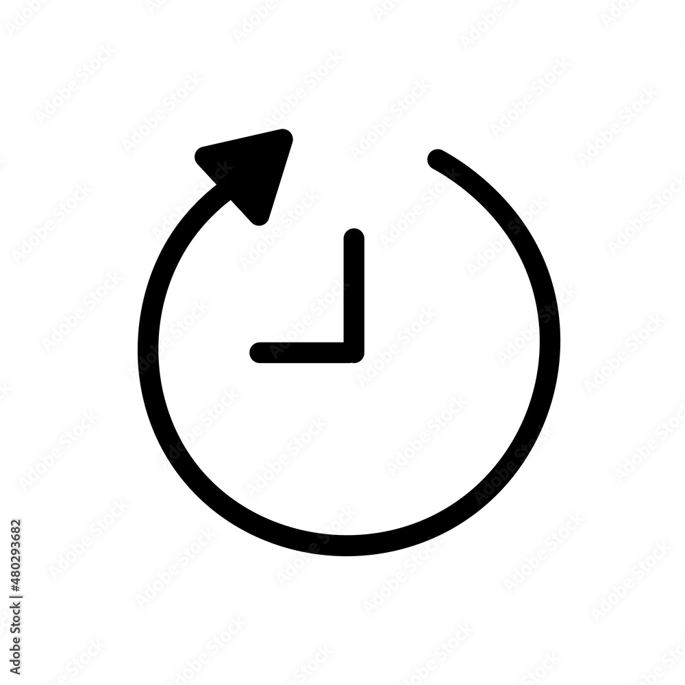 Poster time icon. circle arrow sign. clock symbol. round shape. outline element. simple art. vector illustr