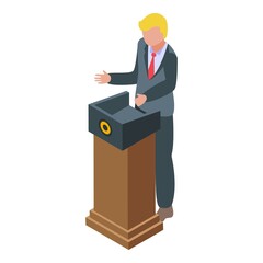 President speaker icon isometric vector. Booth vote. Polling election