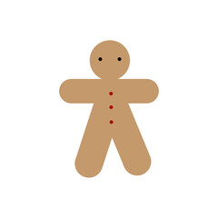 Gingerbread man icon. Sweet bake sign. Celebration decoration. Cartoon character. Vector illustration. Stock image. 