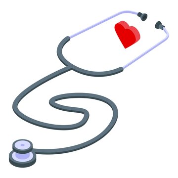 Heart stethoscope icon isometric vector. Palpitation anxiety. Health disease