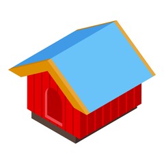 Colorful dog house icon isometric vector. Cute roof. Kennel puppy
