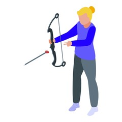 Woman archery competition icon isometric vector. Arrow sport. Game hit