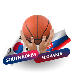 Basketball competition match, national teams south korea vs slovakia