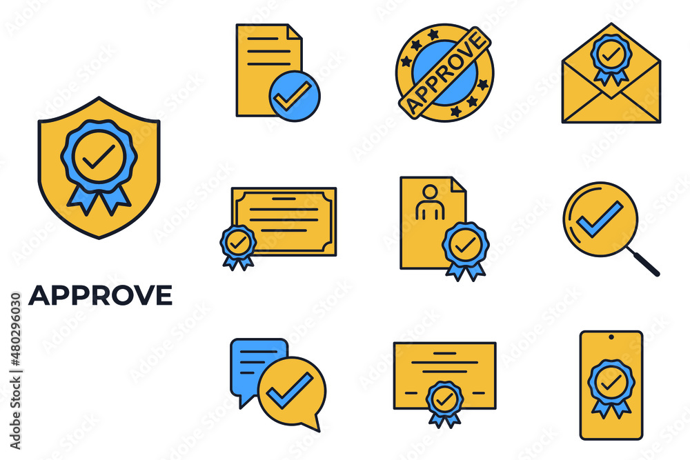 Aufkleber set of approve icon. approve pack symbol template for graphic and web design collection logo vector 