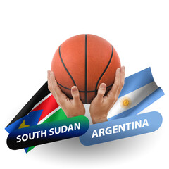 Basketball competition match, national teams south sudan vs argentina