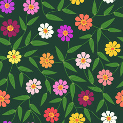 zinnia flower seamless pattern. floral pattern. garden pattern. good for wallpaper, textile, stationary, etc.