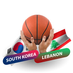 Basketball competition match, national teams south korea vs lebanon