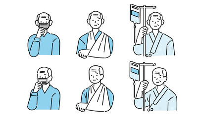 怪我・病気のシニア男性のイラスト
