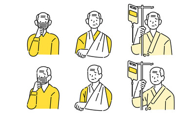 怪我・病気のシニア男性のイラスト
