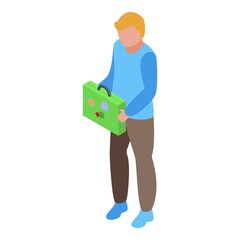 Student travel icon isometric vector. Happy people. Person couple
