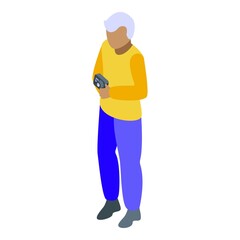 Grandpa travel icon isometric vector. People happy. Person character