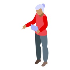 Grandma travel photo icon isometric vector. Old man. Couple person