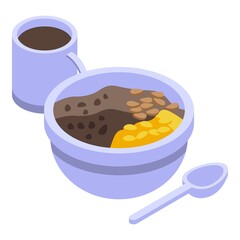 Morning breakfast icon isometric vector. Trip adventure. Summer camp