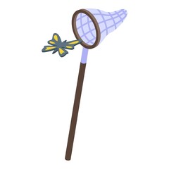 Catch butterfly icon isometric vector. Adventure camp. Summer people