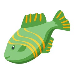 Ocean fish icon isometric vector. Underwater dive. Water swim