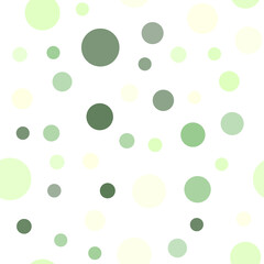 Seamless pattern with circles. Abstract geometric pattern with green circles. Random, chaotic pastel background with cute bubbles.