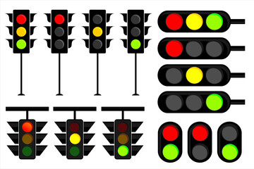 Set of traffic lights isolated vector illustration