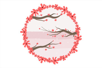 Happy Valentine. Happy wedding. The beauty of cherry blossoms. Beautiful cherry blossom vector illustration 