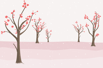 Happy Valentine. Happy wedding. The beauty of cherry blossoms. Beautiful cherry blossom vector illustration 