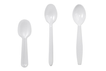 White plastic spoon isolated on white background with clipping path.