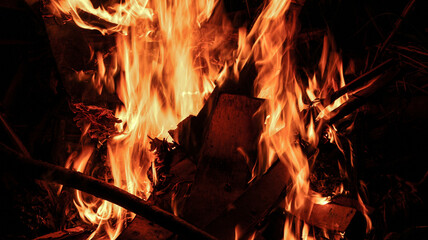 Blazing fire and smoke with inflames burning