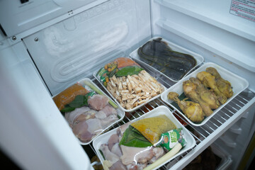 Food ingredients are wrapped in polyethylene polymer packaging