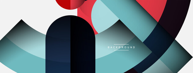 Geometric abstract background. Round shapes, circles, lines composition for wallpaper banner background or landing page