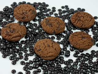 collection of Chocolate chip cookies on white background