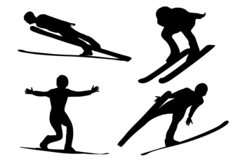 Ski jump silhouette,スキージャンプシルエット