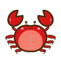 海のいきもの　かわいいイラスト素材　カニ
