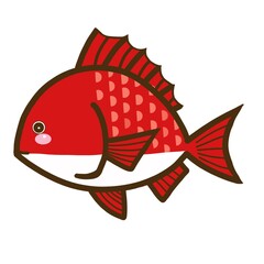 海のいきもの かわいいイラスト素材　魚のタイ
