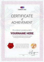 Certificate template with guilloche style in vector illustration.